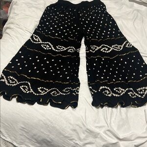 Palazoo pants Bandani chunri print gold lace trims. Cotton Size S-M